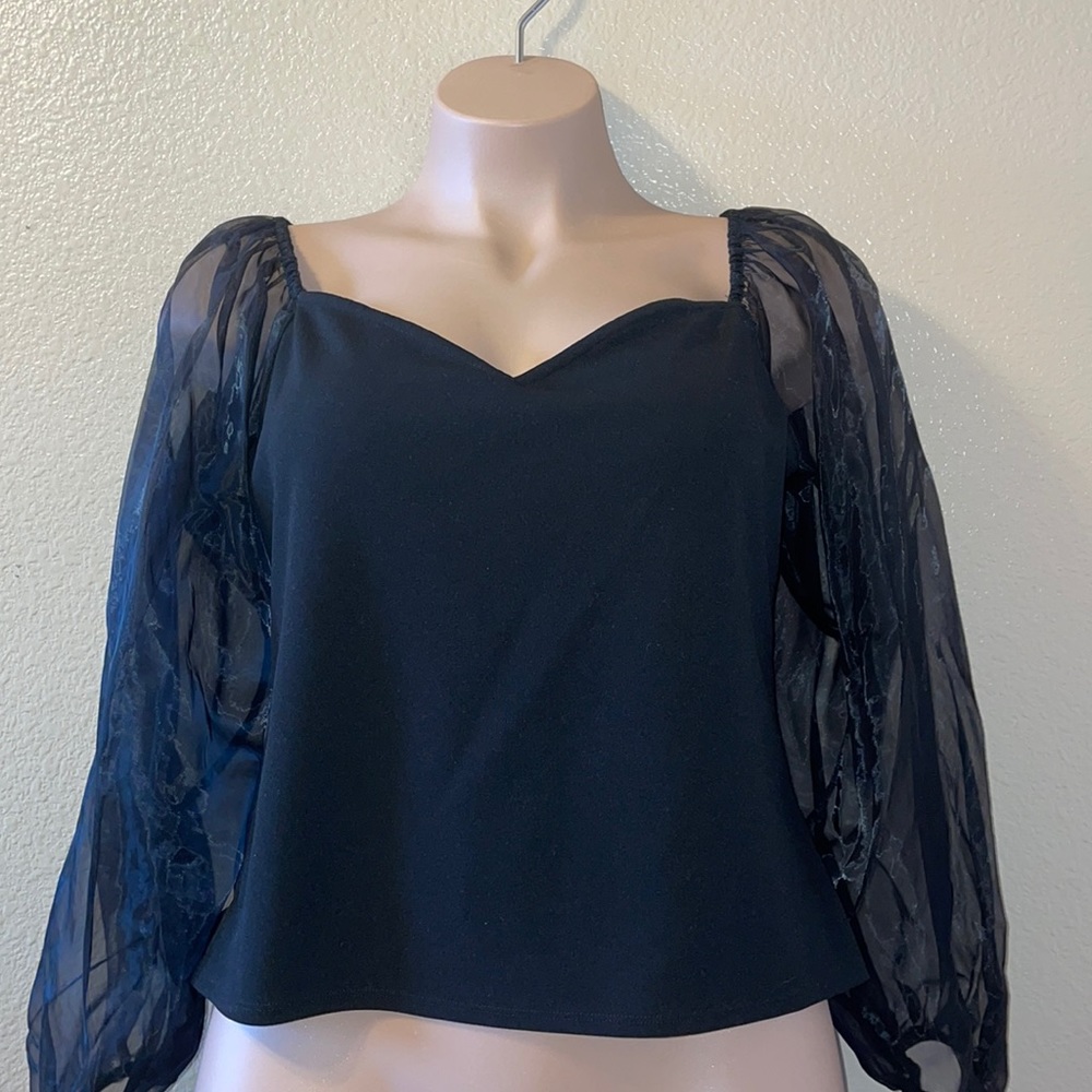 Express Black Puff Sleeve Top